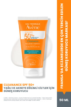 Avene Cleanance SPF50+ Yağlı ve Akneye Eğilimli Ciltler için Yüksek Korumalı Güneş Kremi 50 ml