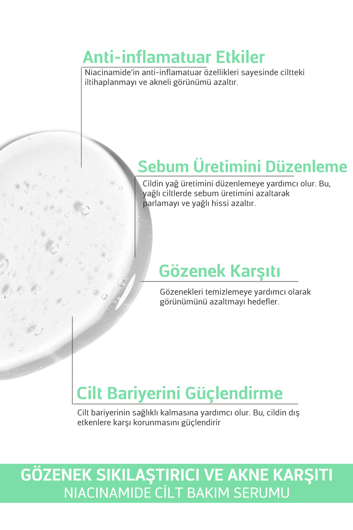 NEW PARADISE Akne Ve Sivilce Karşıtı Siyah Nokta Önleyici Niacinamide Cilt Bakım Serumu 30 ml - Görsel 3