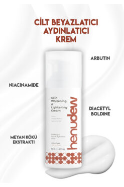 Henudew Cilt Rengini Açıcı, Beyazlatıcı, Aydınlatıcı Krem Niacinamide, Arbutin, Meyan Kökü, Diacetyl Boldine