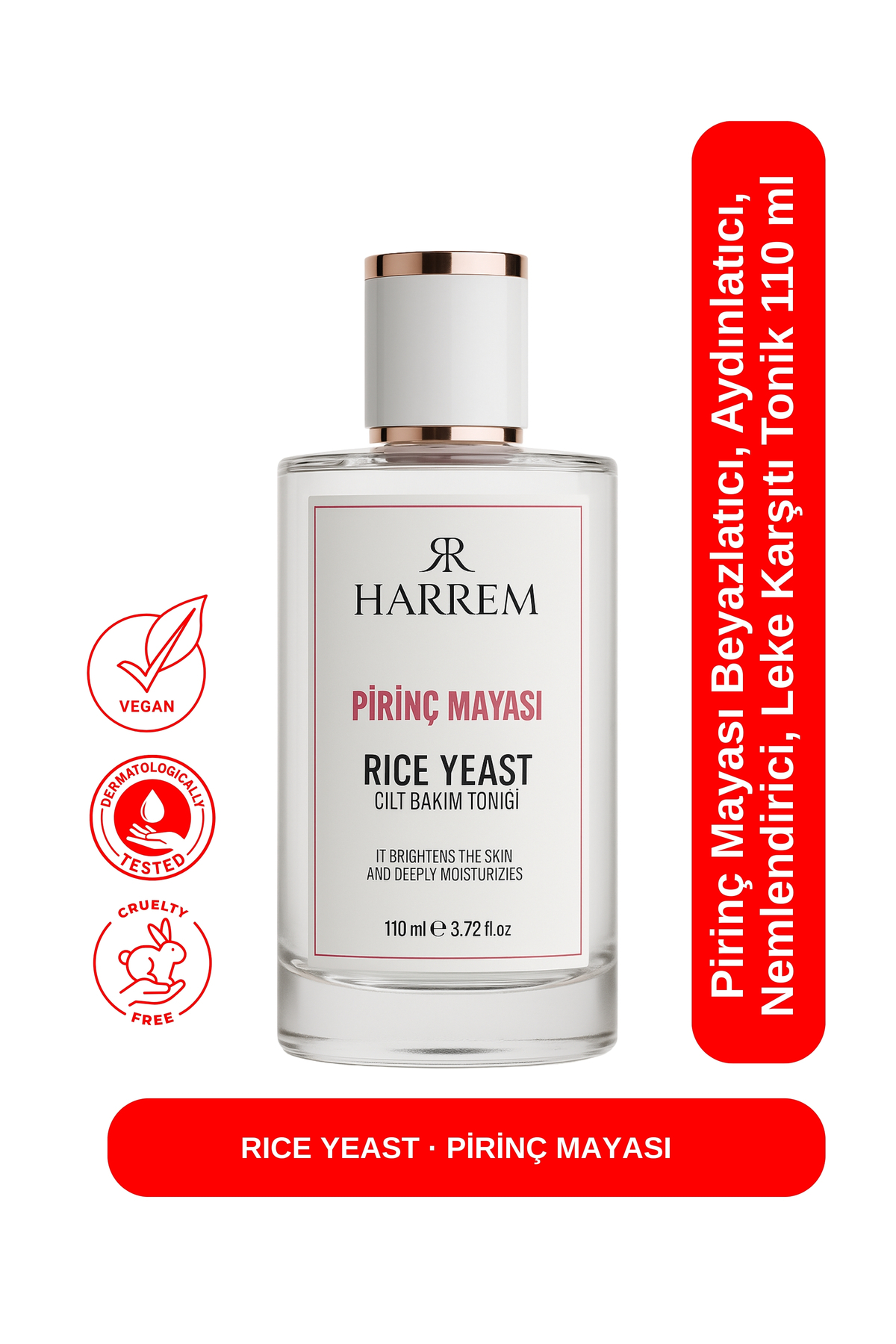 Harrem Pirinç Mayası Beyazlatıcı, Aydınlatıcı, Nemlendirici, Leke Karşıtı Tonik- Vegan