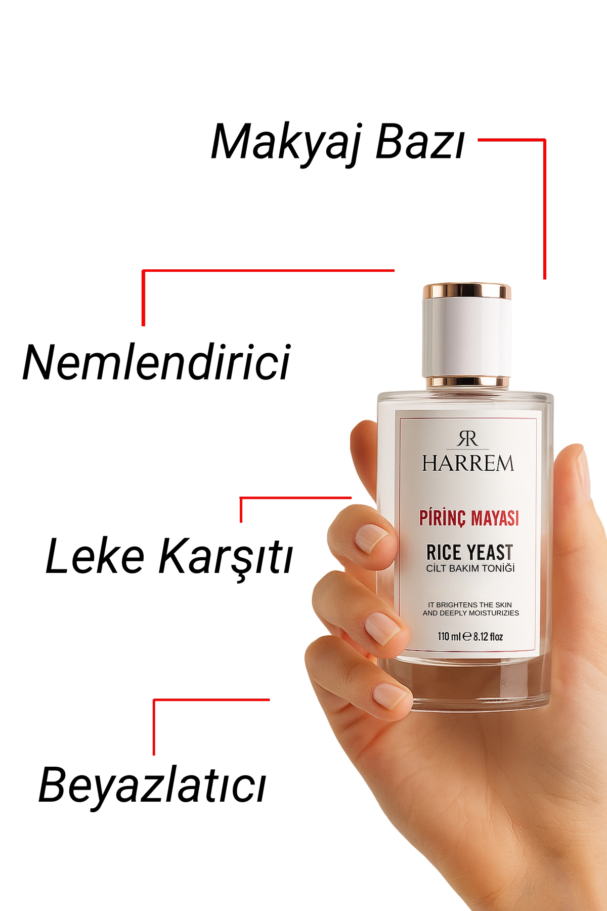 Harrem Pirinç Mayası Beyazlatıcı, Aydınlatıcı, Nemlendirici, Leke Karşıtı Tonik- Vegan - Görsel 3