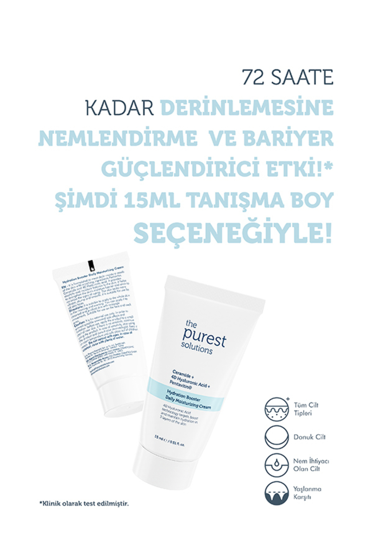 The Purest Solutions Tanışma Boy 24 Saat Etkili Günlük Yoğun Nemlendirici Cilt Bakım Kremi 15 ml - Görsel 3