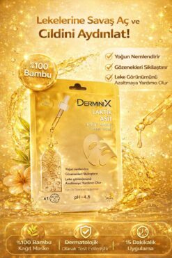 Derminix Laktik Asit Peeling Kağıt Maske 1 Adet –Leke ve Cilt Tonu Eşitleyici, Gözenek Sıkılaştırıcı