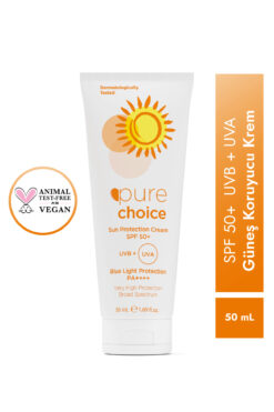 Pure Choice SPF 50+ Güneş Koruyucu Krem, 50ml - Suya Dayanıklı Çok Yüksek Koruma