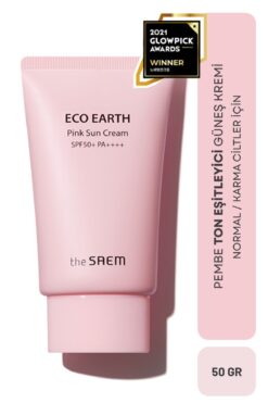 THE SAEM Eco Earth Pink Sun Cream SPF 50+ PA++++ 50 gr / Ton Eşitleyici Pembe Güneş Kremi