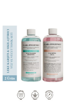 Clara Hygienics Leke Karşıtı Sıkılaştırıcı Etkili Niacinamide Cica Içeren Vegan Yüz Ve Vücut Günlük Bakım Tonik Seti