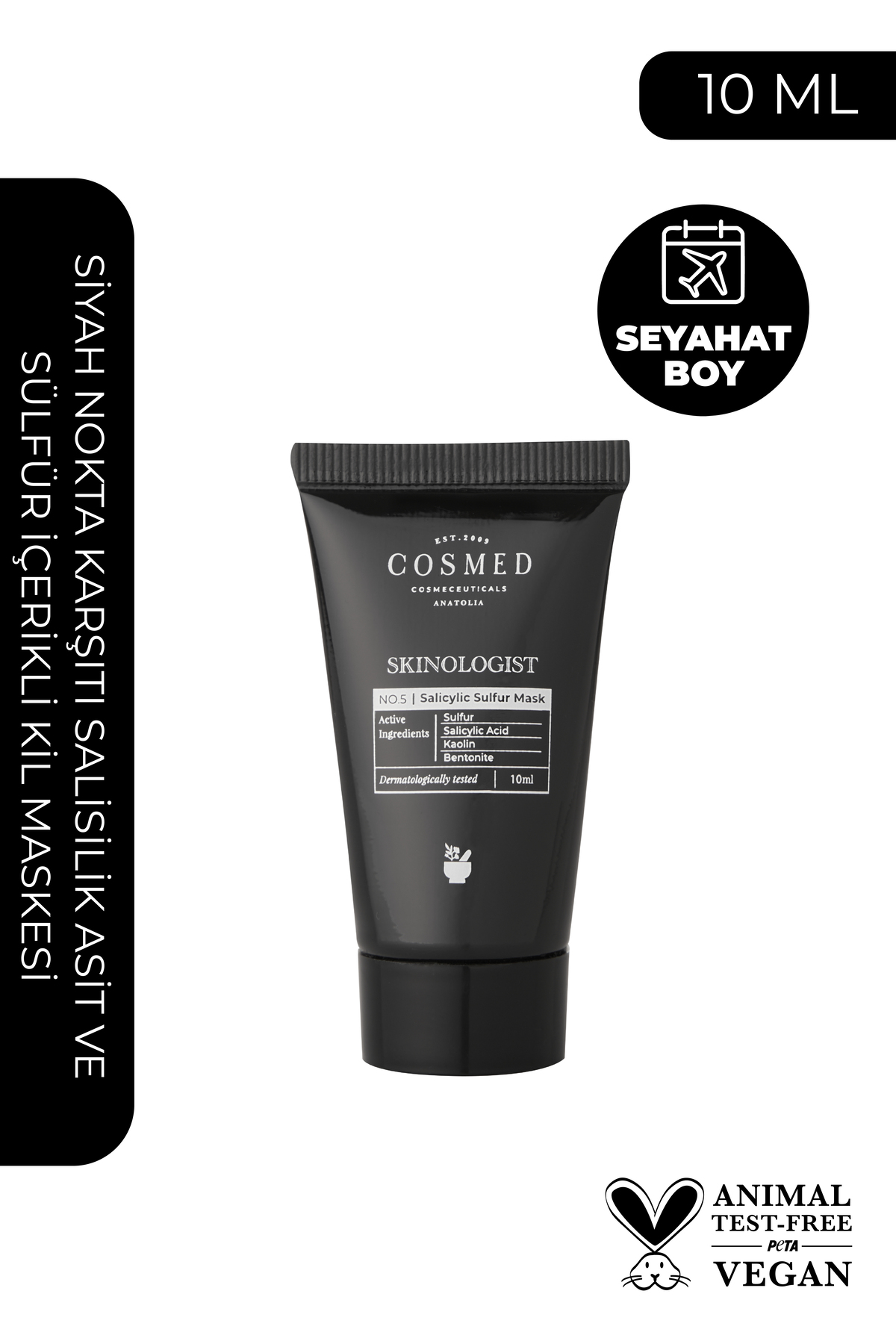 COSMED Siyah Nokta Karşıtı Salisilik Asit ve Sülfür içerikli Kil Maskesi/SALICYLIC SULFUR MASK 10ML