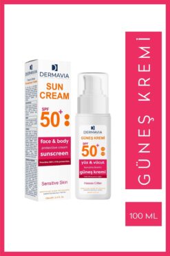 Dermavia SPF 50+ Hassas Ciltler İçin Yüz ve Vücut Güneş Kremi 100 ml, Yüksek Koruma