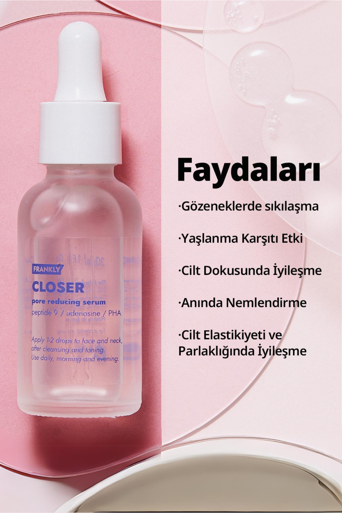 FRANKLY Closer Serum 9 Peptit İçeren Gözenek Sıkılaştırıcı ve Yaşlanma Karşıtı 30 mL - Görsel 2