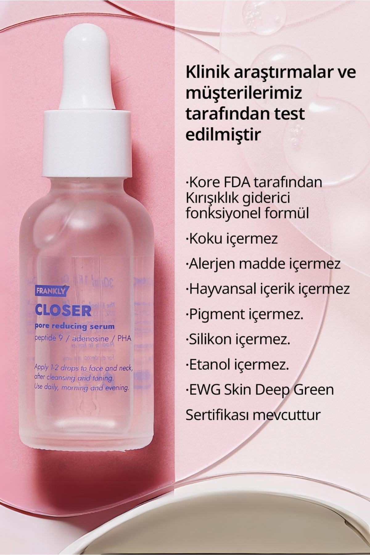 FRANKLY Closer Serum 9 Peptit İçeren Gözenek Sıkılaştırıcı ve Yaşlanma Karşıtı 30 mL - Görsel 3