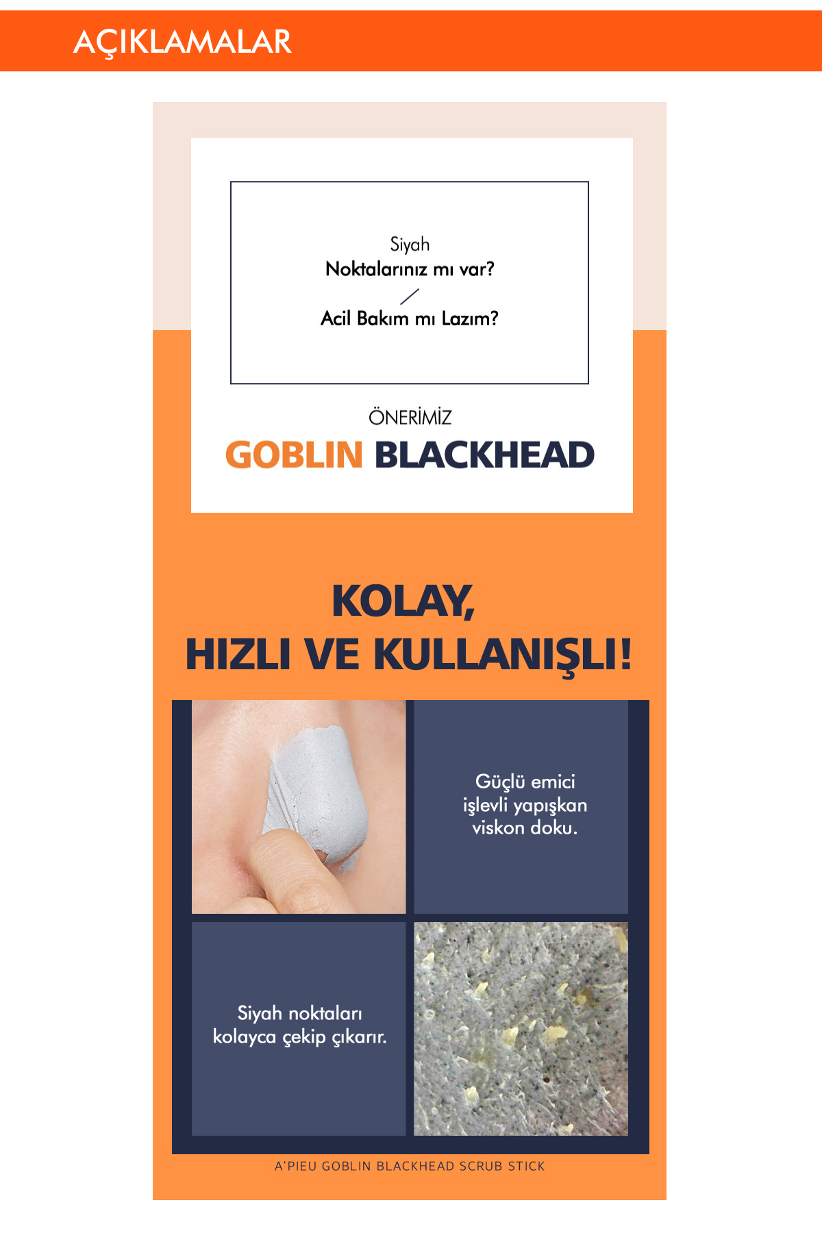 Missha Siyah Nokta Temizleyici Soyulabilir Maske A'pıeu Goblin Blackhead Peel-off Nose Pack 50ml - Görsel 3