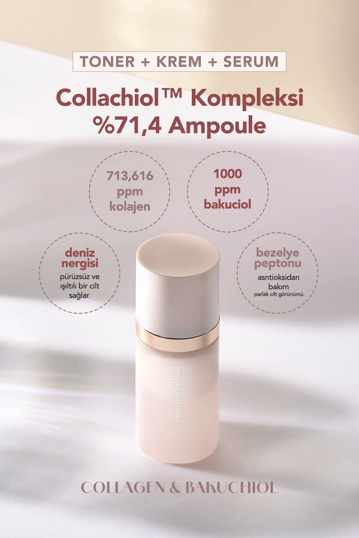 CELLRE Çift Katmanlı 3ü Bir Arada Kolajen Bakuchiol Shot Collachiol Mist Tonik+Serum+Krem 55 ML - Görsel 2