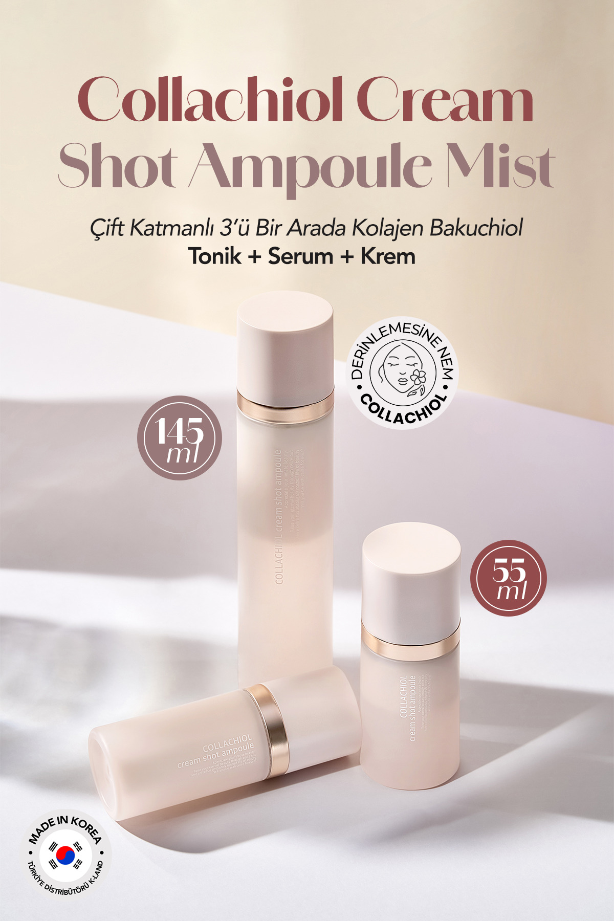 CELLRE Çift Katmanlı 3ü Bir Arada Kolajen Bakuchiol Shot Collachiol Mist Tonik+Serum+Krem 55 ML - Görsel 3