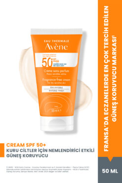 Avene Cream SPF 50+ Kuru Ciltler için Yüksek Korumalı Güneş Kremi 50 ml