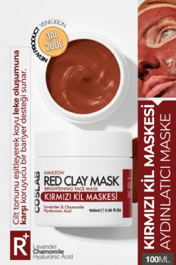 COSLAB Amazon Kırmızı Kil Maskesi – Gözenek Arındırıcı, Nemlendirici, Sebum Dengeleyici Doğal Yüz Maskesi