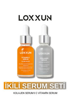 LOXXUN 2li Set Kırışıklık Karşıtı Kolajen Serum & Vitamin C Serum Yaşlanma Karşıtı, Dolgunlaştırıcı, Sarkma