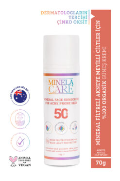Minela Care Organik Mineral Akneye Eğilimli Ciltler İçin Güneş Kremi SPF 50 70 g - Gözenek Tıkamayan Formül