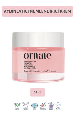 ORNATE Su Bazlı Nemlendirici Aydınlatıcı Yüz Kremi, Hyaluronik Asit, Ceramide 50 ml Tüm Cilt Tipleri