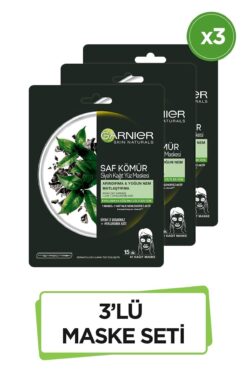 Garnier Skin Naturals Kömürlü Kağıt Yüz Maskesi Siyah Çay-3'lü Set