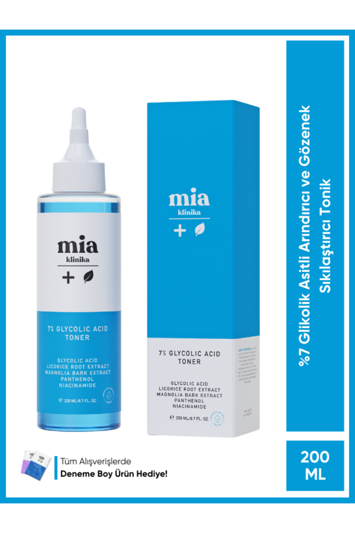 mia klinika %7 Glikolik Asitli Arındırıcı ve Gözenek Sıkılaştırıcı Tonik 200 ML - Görsel 2