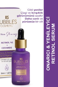 bs bubbles cosmetic Kırışıklık Karşıtı, Onarıcı Yenileyeci Retinol (A VİTAMİNİ) Gece Serumu 30 ml (1% Retinol )