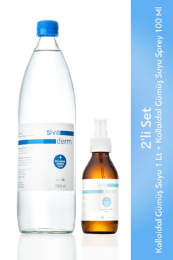 Siva Derm Sivaderm 2'li Set Kolloidal Gümüş Suyu 1 Lt, Kollaidal Gümüş Suyu Sprey 100 Ml