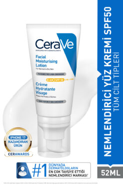 CeraVe Hyalüronik Asit & Niasinamid İçeren SPF50+ Nemlendirici Yüz Kremi 52 ml
