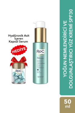 Roc Hyalüronik Asit İçerikli Kapsül Serum Hediyeli Yoğun Nemlendirici Gündüz Kremi SPF30 50 ml