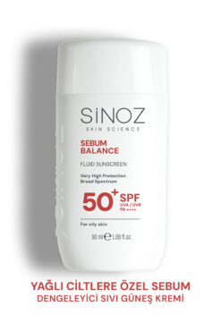 SİNOZ SPF50+ Yağlı Ciltler İçin Sıvı Yüz Güneş Kremi 50ml-Yeni Nesil Güneş Filtreleri Hibrit Formül PA++++