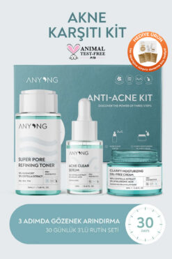 Anyong Akne Karşıtı Ve Gözenek Sıkılaştırıcı Karma-yağlı Cilt Bakım Seti (TONİK, SERUM, KREM)/ Azelaik Asit