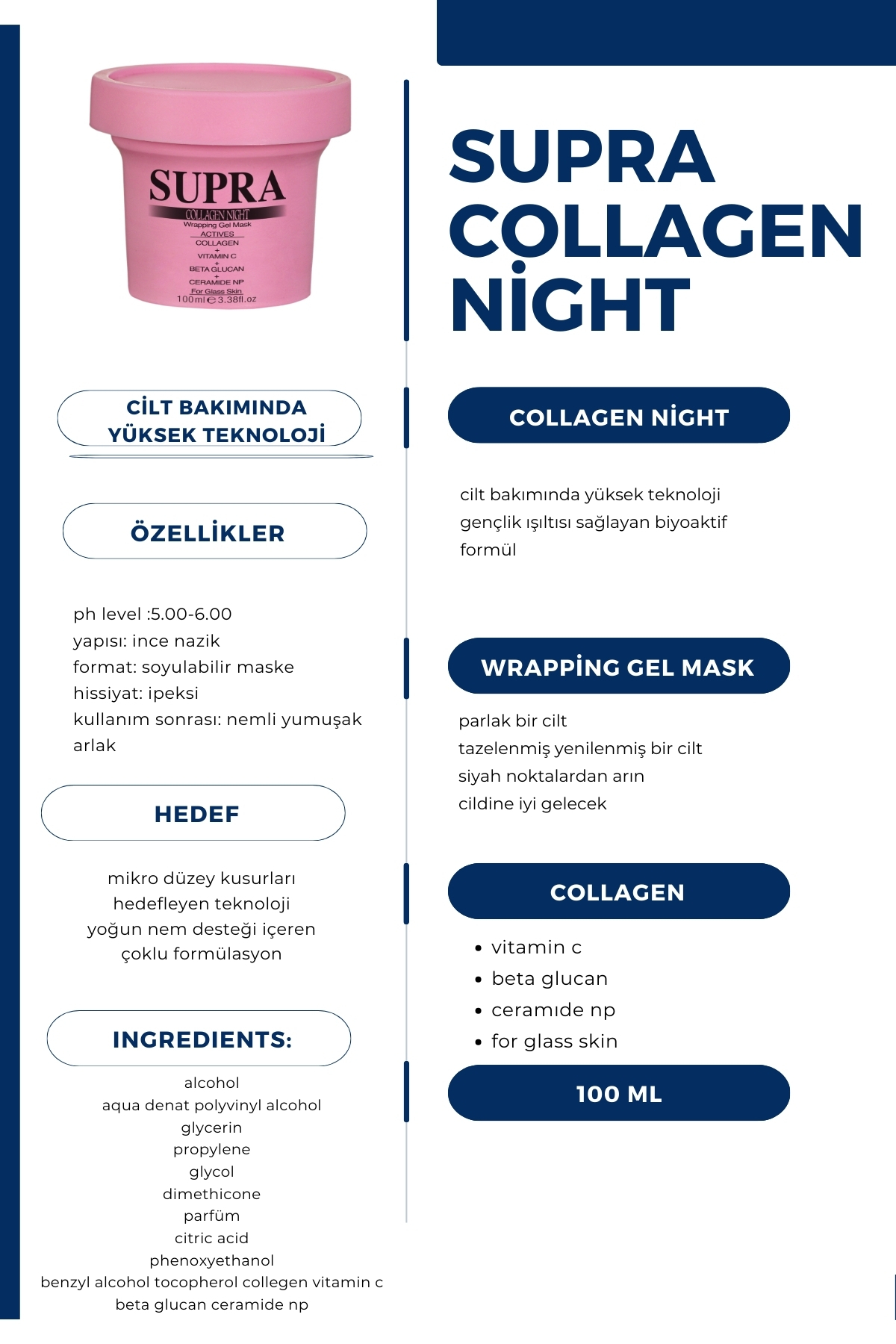 Supra 100 ml Collagene Gece Uyku Maskesi - Görsel 2