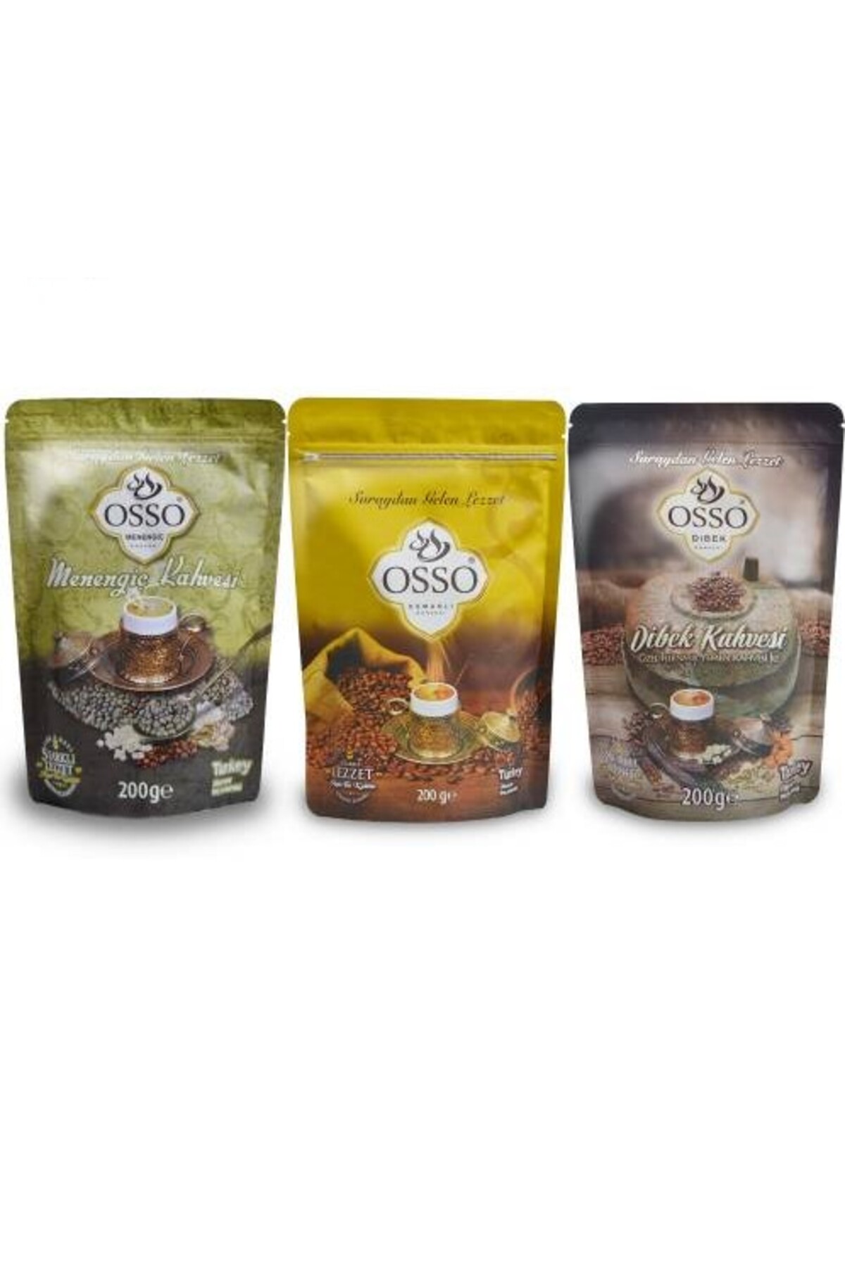 Osso Osmanlı-Dibek-Menengiç Kahvesi 200 Gr 3 LÜ Paket