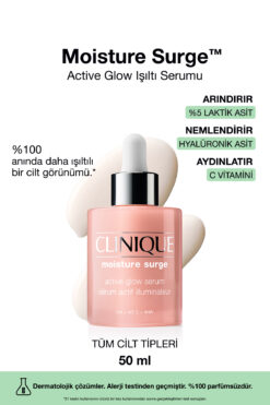 Clinique Moisture Surge™ Active Glow Işıltı Serumu 50ml | C Vitamini, Hyalüronik Asit, Laktik Asit