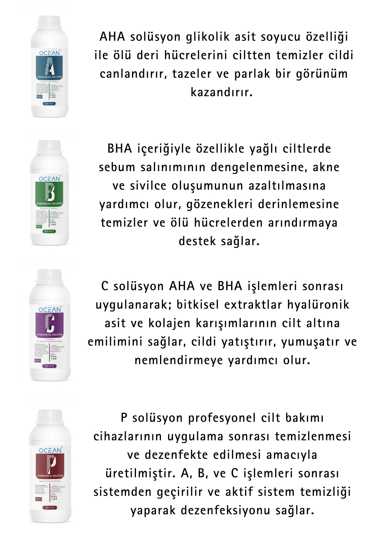 Ocean Hydrafacial Solüsyon Seti Cilt Bakım Solüsyon 4'lü Set, 4 X 500 ml - Görsel 2