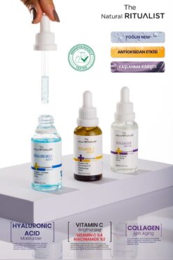 The Natural Ritualist 3'lü Cilt Bakım Serum Seti ( Hyaluronic Acid + C Vitamini + Collagen Serum )