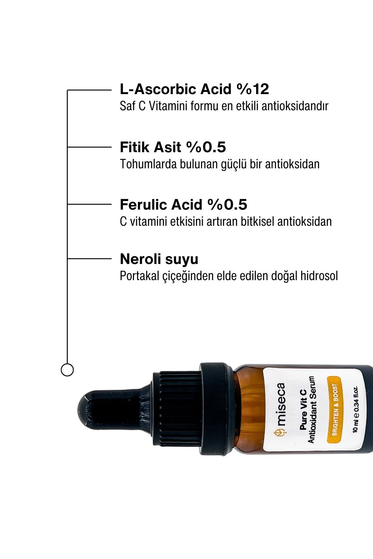 miseca L-ascorbic Acid 12% Saf C Vitamini Antioksidan Serum 10 ml - Görsel 3
