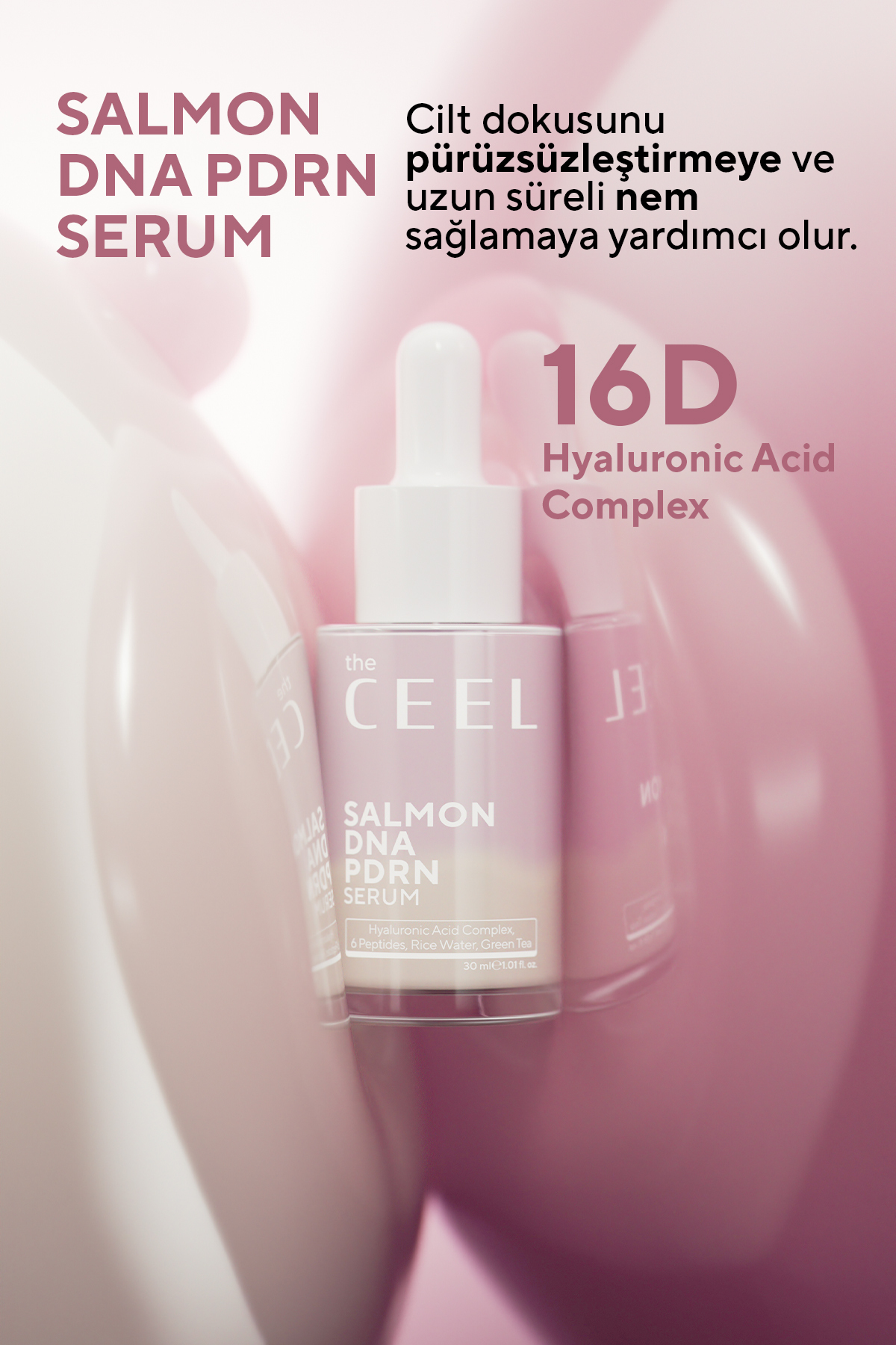 The Ceel Somon DNA PDRN Yüz Serumu – Pirinç Suyu, Hyaluronik Asit ve Peptit Kompleks 30 ML - Görsel 3