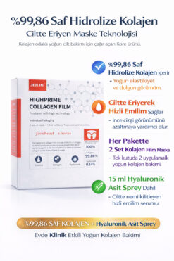 JEJUDO Highprime Collagen Film 2 Set (2 Yüz 1 Alın)+15ml Altın Kolajen Serum, Nemlendirici&Sıkılaştırıcı