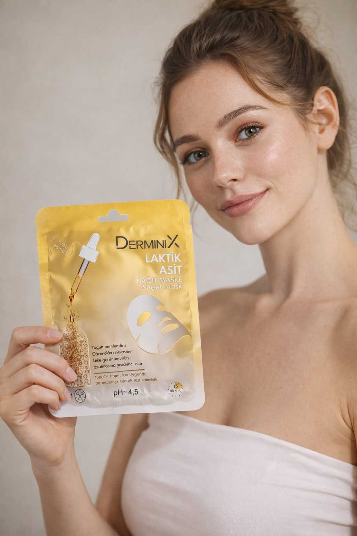 Derminix Laktik Asit Peeling Kağıt Maske 1 Adet –Leke ve Cilt Tonu Eşitleyici, Gözenek Sıkılaştırıcı - Görsel 2