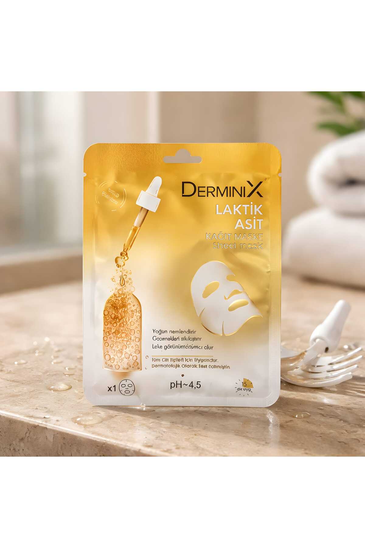 Derminix Laktik Asit Peeling Kağıt Maske 1 Adet –Leke ve Cilt Tonu Eşitleyici, Gözenek Sıkılaştırıcı - Görsel 3