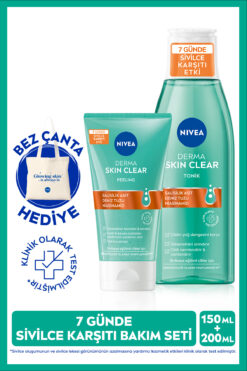 NIVEA Derma Skin Clear Karşıtı Yüz Temizleyici Peeling 150ml, Derma Skin Nemlendirici Tonik