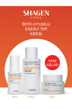 SHAGEN Yeni Soum (TURUNCU) Enerji Tipi 3'lü Set - Dörtlü Etki - Orijinal Kore Krem Seti - Ewg Sertifikalı