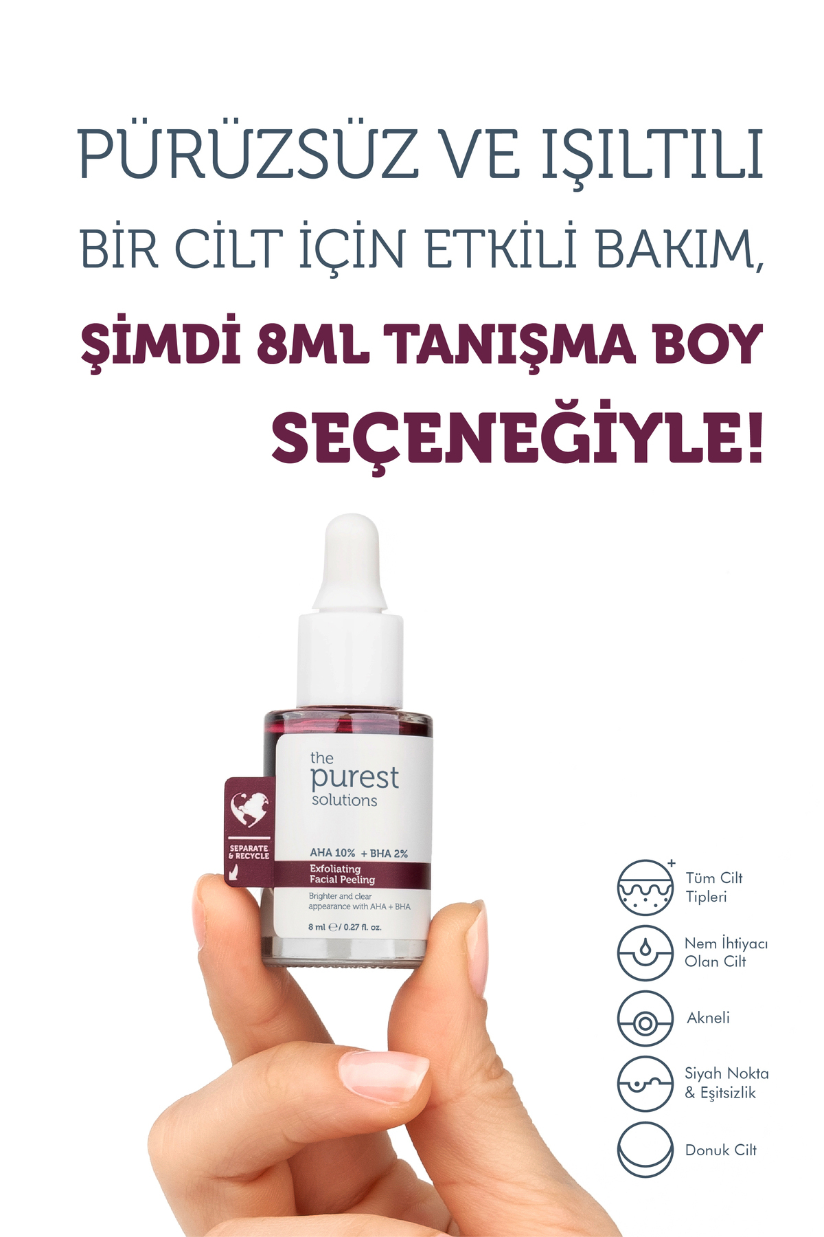 The Purest Solutions Tanışma Boy Aha & Bha Canlandırıcı Ve Cilt Tonu Eşitleyici Kırmızı Peeling Cilt Serumu 8 ml - Görsel 2