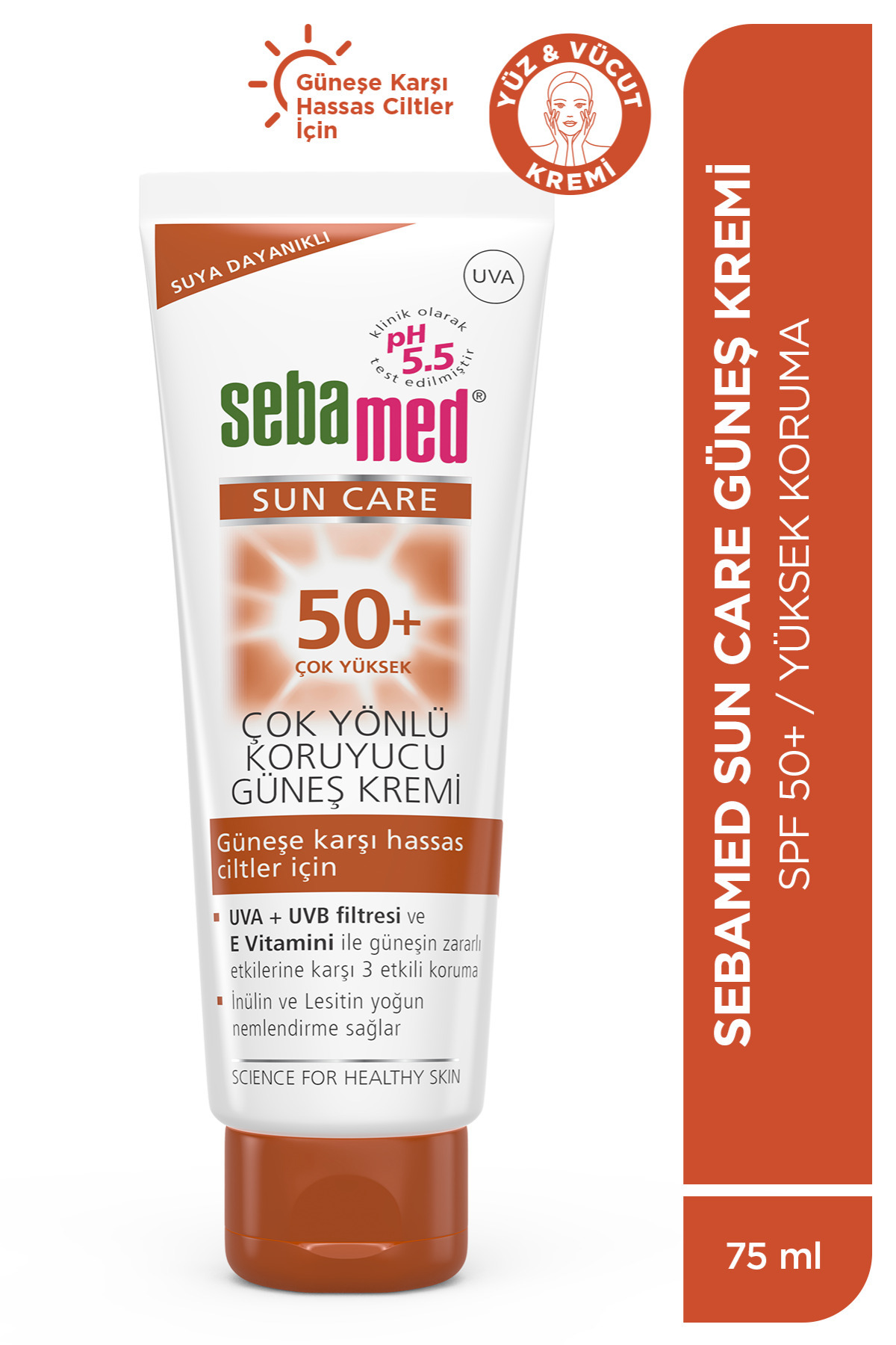 Sebamed Sun Care SPF 50+ UVA / UVB Filtresi ve E Vitamini Üçlü Yüksek Koruma Çok Yönlü Güneş Kremi 75 ml
