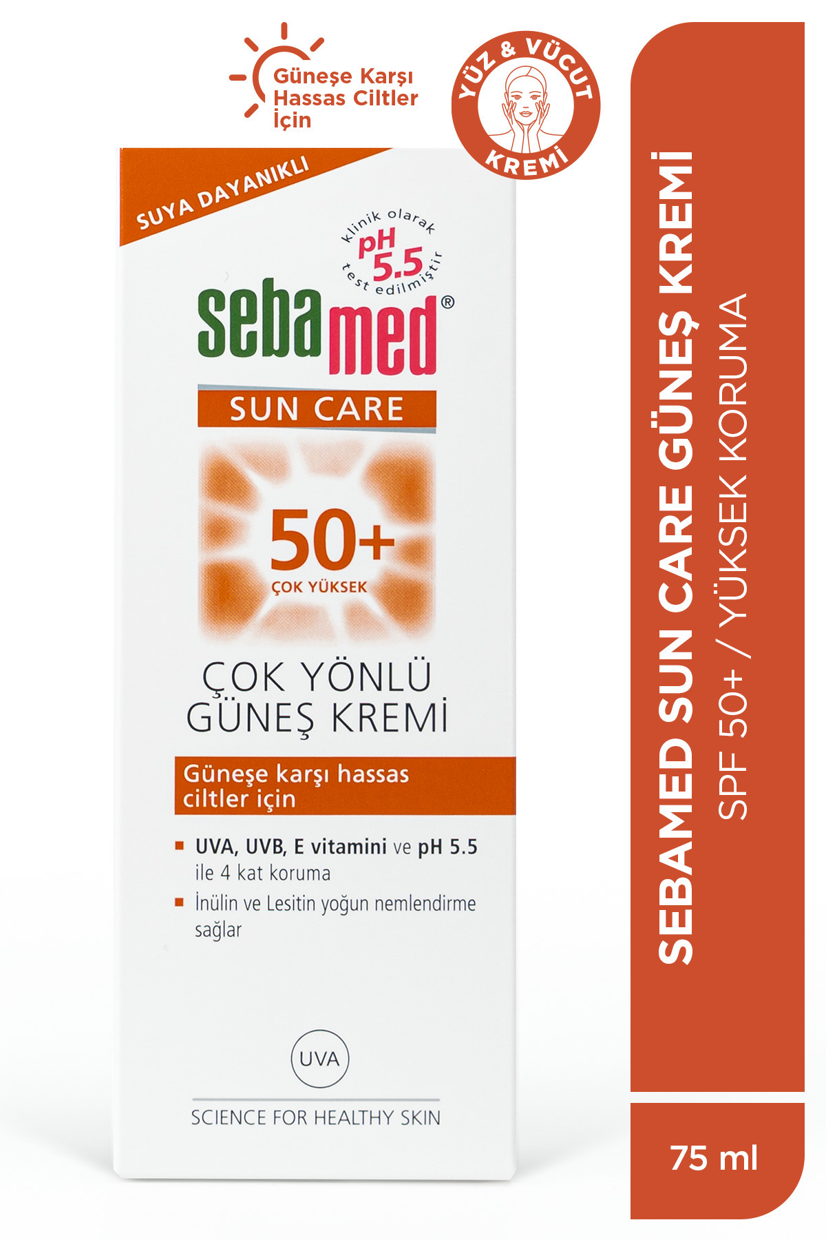 Sebamed Sun Care SPF 50+ UVA / UVB Filtresi ve E Vitamini Üçlü Yüksek Koruma Çok Yönlü Güneş Kremi 75 ml - Görsel 2