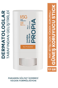 Propia Yüksek Güneş Koruma Faktörlü (SPF 50+, PA++++) Mat Bitişli Şeffaf Sun Stick 17 g (Yüz&Vücut)