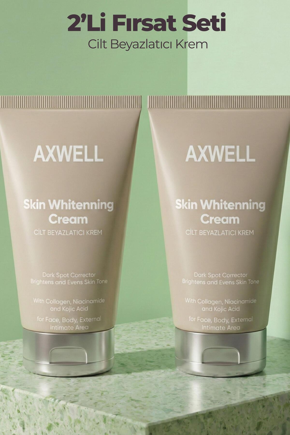 AXWELL 2'li Cilt Beyazlatıcı Aydınlatıcı Glutatyon Leke Karşıtı Krem Kojik Asit 50 ml