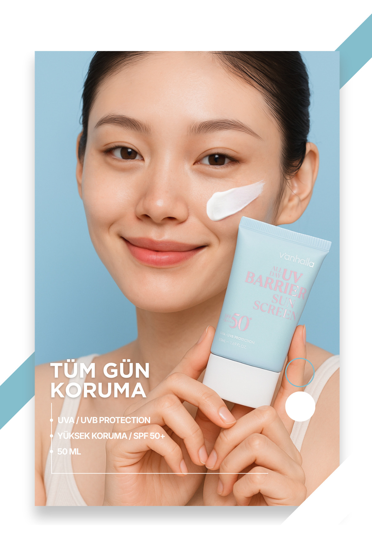 v'anhalla Yüksek UV Koruma | Kırışıklık Karşıtı | Aydınlatıcı Güneş Kremi SPF50+ / PA++++ 50ml - Görsel 2