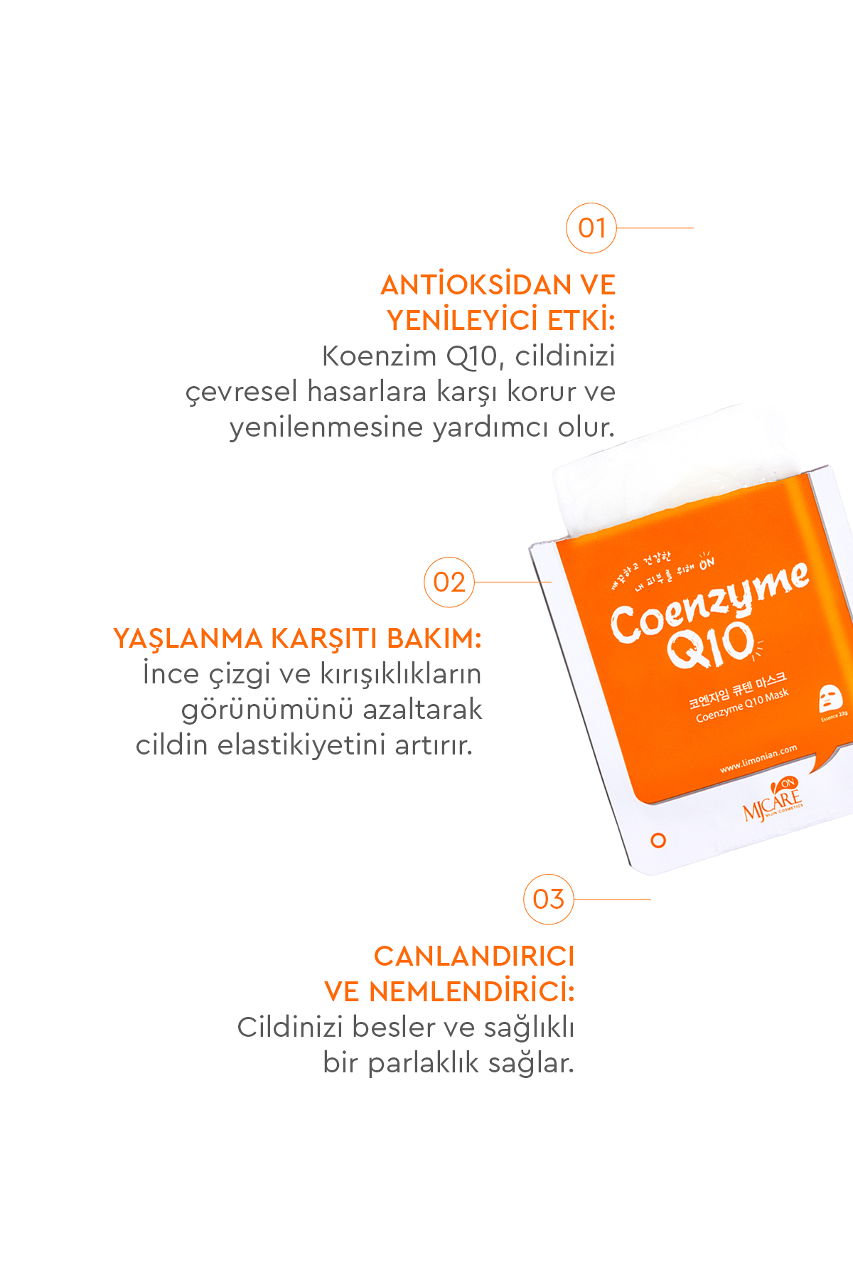 Mjcare On Coenzyme Q10 Mask - Koenzim Q10 Içeren Yüz Maskesi 5'li - Görsel 2