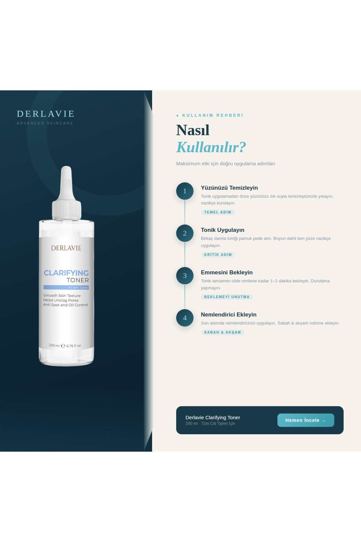 Derlavie Salisilik Asit Tonik 200 ml – Gözenek Sıkılaştırıcı ve Canlandırıcı Cilt Toniği - Görsel 2